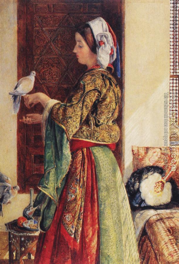John Frederick Lewis : Girl with Two Caged Doves